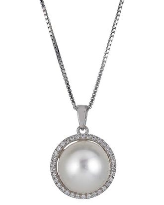 Belpearl Belpearl Silver 11Mm Pearl Cz Pendant Necklace