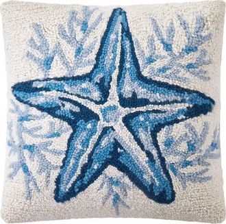 Peking Handicraft Starfish Hook Pillow In Blue