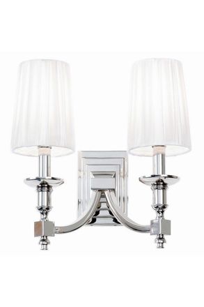 Netlighting Domina Indoor Candle Wall Lamp Nickel with White Pleated Shades E14