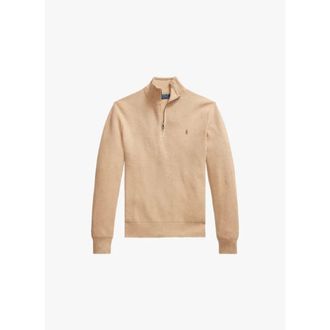 Ralph Lauren Turtlenecks, male, Brown, Size: 2XL Zip Neck Polo Sweater