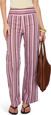 Princess Polly Leocadie Stripe Cotton Pants in Pink Stripe at Nordstrom, Size 2