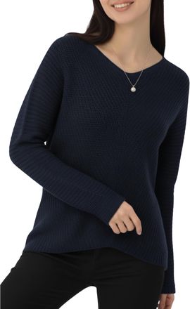 Re Tech UK Warm Ladies V Neck Knitted Jumpers for Women - Soft Feeling - Loose Fitting - Long Line Top - Perfect for Winter, (Navy, M/L)