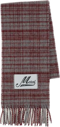 Marni Red/Grey Blended Wool Check Scarf