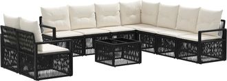 vidaXL Conjunto De Sof&aacute;s De Jard&iacute;n 10 Uds. Negro Rat&aacute;n Sint&eacute;tico Vidaxl