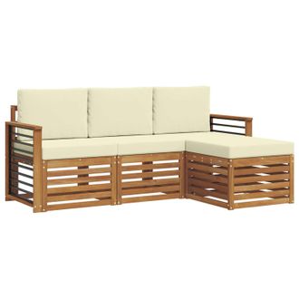 vidaXL Conjunto De Sof&aacute;s De Exterior Con Coj&iacute;n 4 Pcs Natural Y Crema Vidaxl