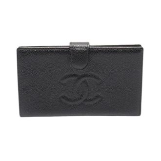 Chanel Pre-owned Wallets, female, Black, Size: ONE SIZE Pre-owned Coco Mark Caviar Skin Long Bifold Wallet