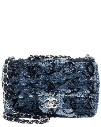 Chanel Black Leather Sequin Cc Rectangular Mini Flap Bag (Authentic Pre-Loved)