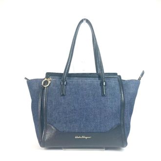 Ferragamo blue blue Leather Handbag Shoulder Bag Tote Bag (Pre-Owned)