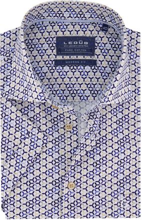 Led&ucirc;b Ledub modern fit overhemd blauw katoen patroon