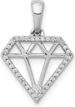 Diamond2Deal 14k White Gold Diamond Gemstone-shape Pendant