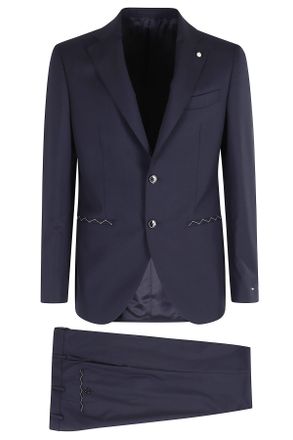 Lubiam Blue Single-Breasted Slim Fit Wool Suit