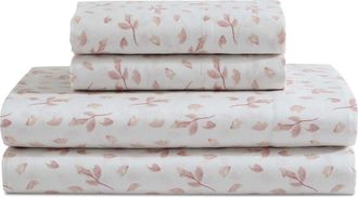 Calvin Klein Falling Petals 300 Thread Count Sateen Sheet Set in Petal Pink at Nordstrom