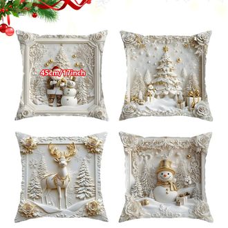 OEM Fundas Para Cojines De Div&aacute;n Navide&ntilde;o, Juego De 4 Piezas, - 45x45