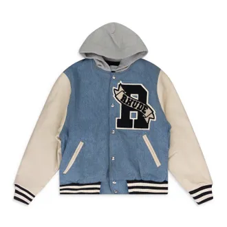 Rhude Multicolor Indigo/Cream Varsity Jacket
