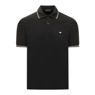 Emporio Armani Polo Shirt met streepdetails - Heren - Polos - Zwart - S - Katoen - Tops