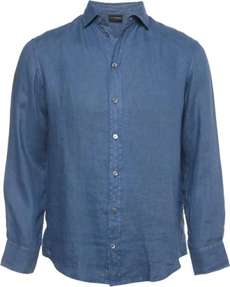 Emporio Armani Camicia a maniche lunghe in lino - Blu