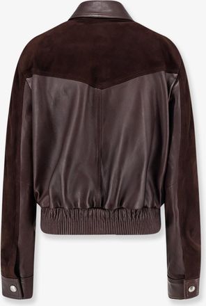 Versace Womens Jacket Leather And Suede Brown Leather-Suede Leather/suede