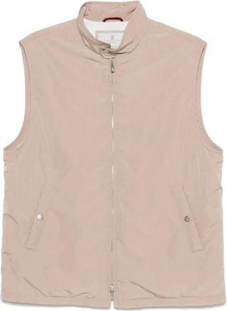 Brunello Cucinelli Blush Beige Mouwloos Gilet - Heren - Bodywarmers - Beige - 2XL - Polyester - Jassen
