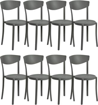Beliani Set of 8 Dining Chairs VIESTE Dark Grey