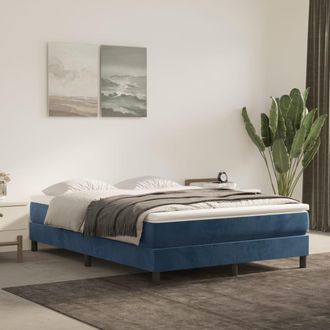 vidaXL Vidaxl - Estructura De Cama Sin Colch&oacute;n Terciopelo Azul Oscuro 140x190cm
