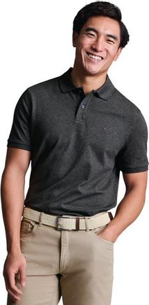 CHARLES TYRWHITT Short Sleeve Cotton Stretch Pique Polo in Dark Grey at Nordstrom, Size Xx-Large