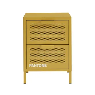Pantone Mesilla de noche metal amarillo mostaza con dos cajones 40cm
