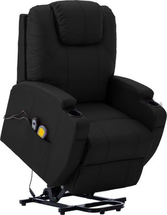 vidaXL Sill&oacute;n De Masaje Elevable Cuero Sint&eacute;tico Negro Vidaxl