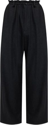 Yohji Yamamoto elasticated-waist wool trousers - Black