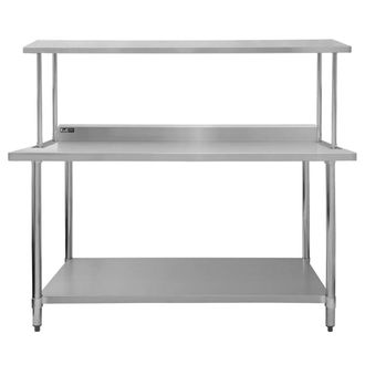 MonsterShop 6ft Catering Bench With Single Over-Shelf in Silver