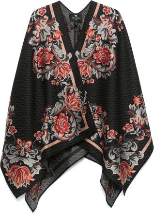 Etro Mantella con ricamo a fiori - Nero