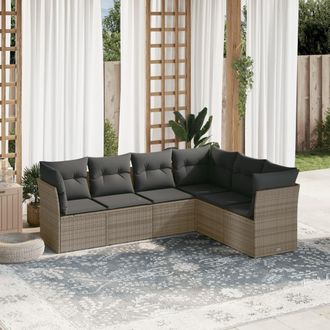 vidaXL Set De Muebles De Jard&iacute;n 6 Pzas Y Cojines Rat&aacute;n Sint&eacute;tico Gris Vidaxl