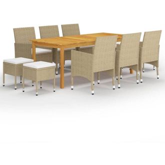 vidaXL Juego De Comedor De Jard&iacute;n De 11 Piezas Beige Vidaxl