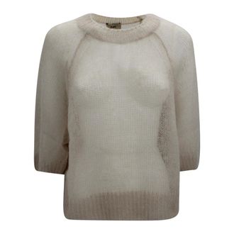 Herno Round-neck Knitwear, female, Beige, Size: S Round-neck Knitwear