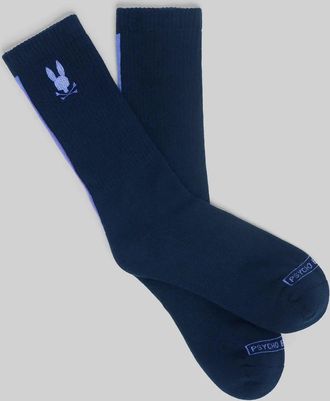 Psycho Bunny Mens Contrast Line Sport Sock 400 NAVY / O/S
