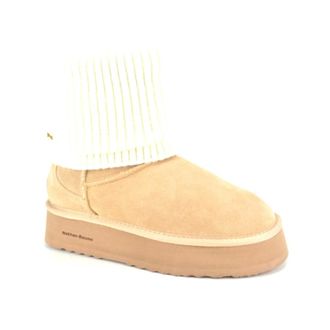 Nathan-Baume Beige Botje + Wol DZ - Dames - Schoenen - Beige - Maat: 39 EU Wol