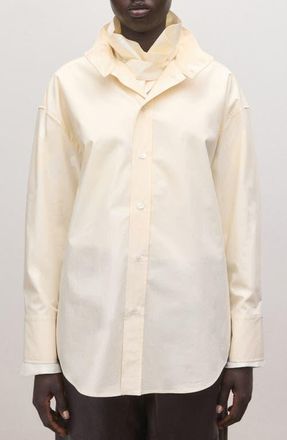 Mango Layered Collar Button-Up Shirt in Yellow at Nordstrom, Size Medium