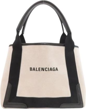 Balenciaga Pre-owned Tote Bags, female, Beige, Size: ONE SIZE Pre-owned Vintage Canvas Tote Bag