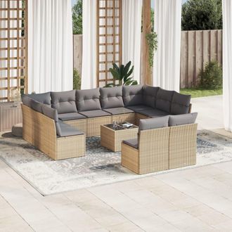 vidaXL Set De Sof&aacute;s De Jard&iacute;n 12 Pzas Y Cojines Rat&aacute;n Sint&eacute;tico Marr&oacute;n Vidaxl