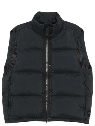 Stone Island Padded Black Vest with High Collar and Quilted Design