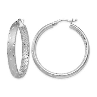 Diamond2Deal Sterling Silver In/Out Diamond-cut Round Hoop Earrings 39mm