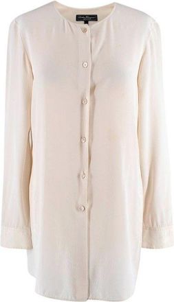 Ferragamo Cream Silk Longline Blouse Size S