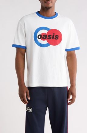 Pleasures x Oasis 1996 Ringer Graphic T-Shirt in White at Nordstrom, Size Xx-Large