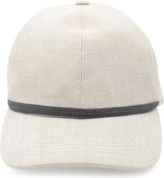 Brunello Cucinelli Accessoires, Dames, Beige, S, Linnen, Shiny Band Cap