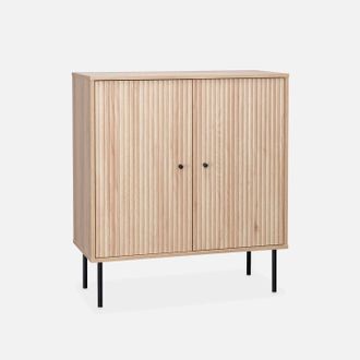 Sweeek Sweeek - Aparador Con Efecto Madera De 2 Puertas, 83.5cm, Braga, Natural, 83.5x39x92.5 Cm