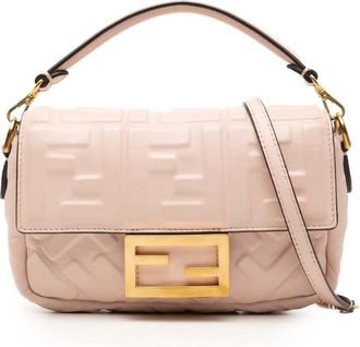 Fendi Pre-owned Fendi Mini Zucca Embossed Leather Baguette Satchel 8BS017 A72V 209 10428
