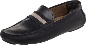 Bally Black Leather Wabler Slip On Loafers