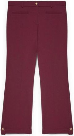 Fiorella Rubino Geknipte broek met omslag en knoop - Dames - Straight fit broeken - Rood - M - Polyester - Broeken