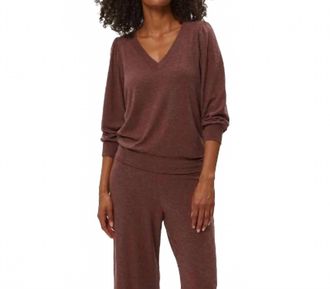 Michael Stars Gabriella Madison Jersey 3/4 V Top In Espresso