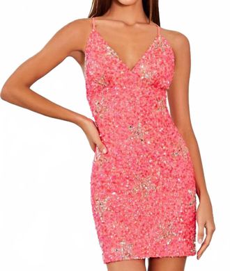 Scala Criss-Cross Back Mini Dress In Coral