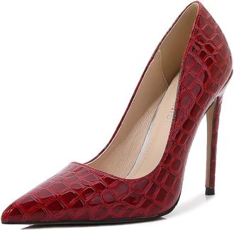 Generic Red,9.5 UK,Womens Slip On Formal Pumps Stiletto Heels Pointy Closed Toe High Heel Party Evening Dress Ladies Work Shoes